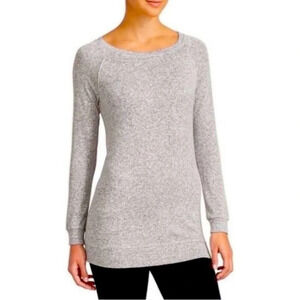 Athleta Luxe Pose Gray Purple Marled Long Sleeve Scoop Neck Tunic Top Me…